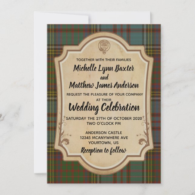 Anderson Tartan Wedding Invitation (Front)