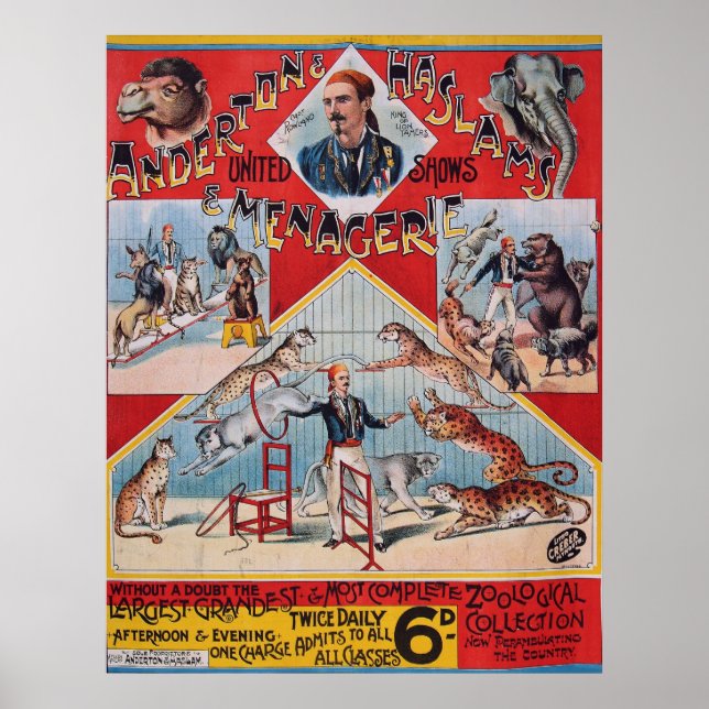 Anderton and Haslam's Menagerie, 1800's Poster (Front)