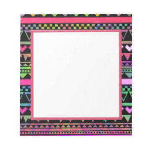 Andes Aztec Tribal Native Geometric Tie Die Neon Notepad