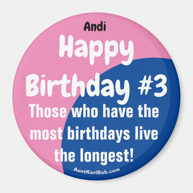 Andi Happy Birthday #3 Girl Magnet (Front)