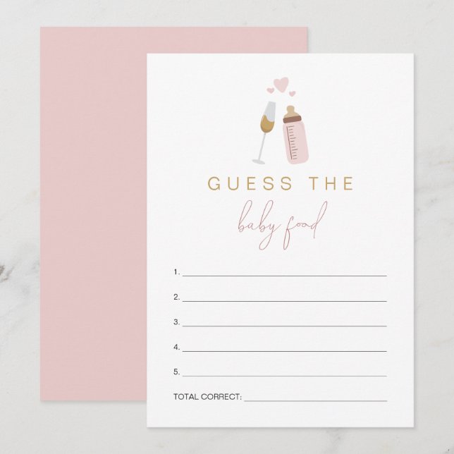 ANDI Pink Poppin' Bottles Guess the Baby Food Game Invitation (Front/Back)