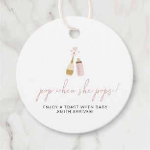 ANDI Poppin Bottles Pink Pop When She Pops Shower Favour Tags