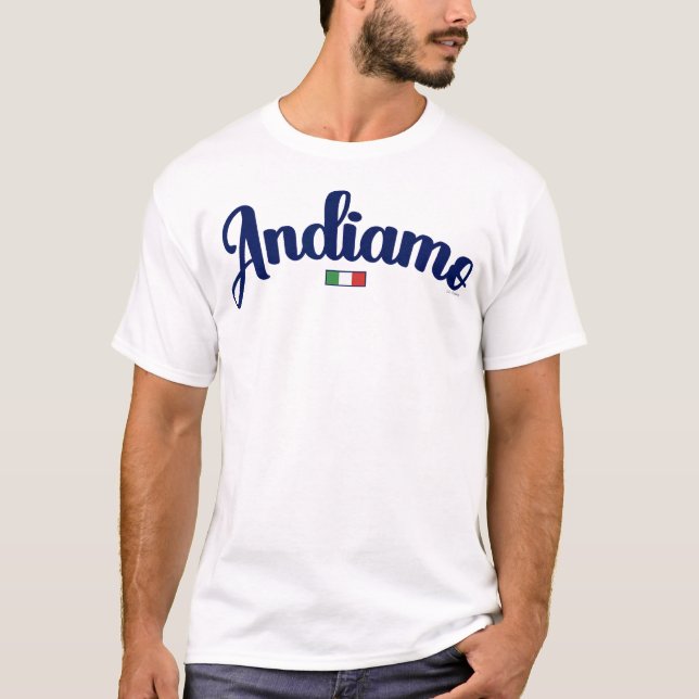  Andiamo Let'S Go To Italy Italian Travel Navy Scr T-Shirt (Front)
