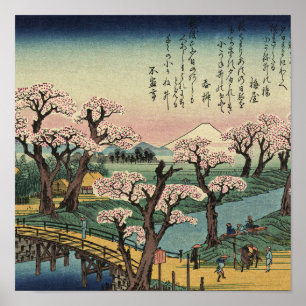 Ando Hiroshige - Evening Glow at Koganei Bridge Poster