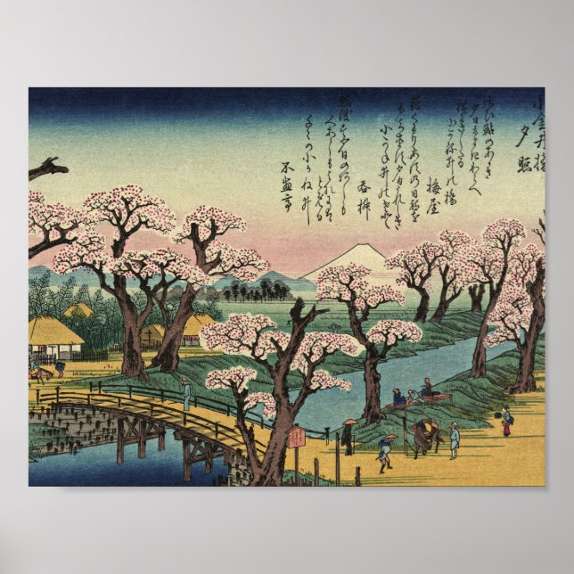 Ando Hiroshige - Evening Glow at Koganei Bridge. Poster (Front)