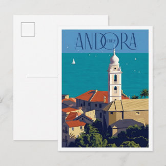 Andora Italy Vintage Art Travel Postcard