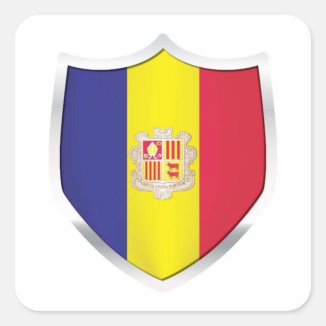 Andora Silver Shield Flag  Square Sticker (Front)