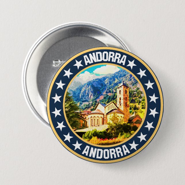 Andorra                                            7.5 cm round badge (Front & Back)