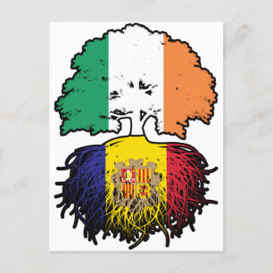 Andorra Andorran Irish Ireland Tree Roots Flag Postcard