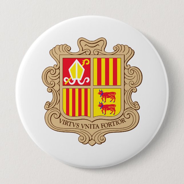 Andorra Coat of Arms 10 Cm Round Badge (Front)
