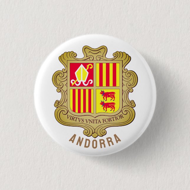 Andorra coat of arms 3 cm round badge (Front)
