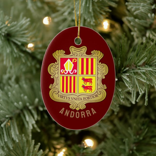 Andorra coat of arms ceramic tree decoration (Tree)