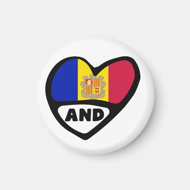 Andorra Country Code Flag Heart AND Magnet (Front)