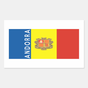 andorra country flag text name rectangular sticker