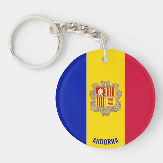 Andorra Flag Charming Patriotic Key Ring (Front)