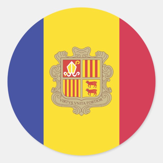 Andorra Flag Classic Round Sticker (Front)
