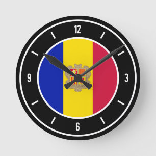 Andorra Flag Elegant Round Clock