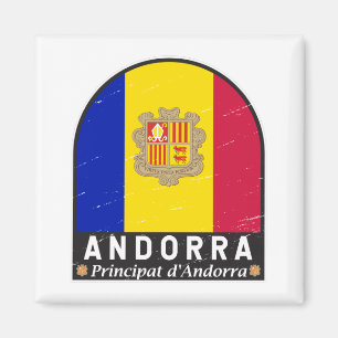 Andorra Flag Emblem Distressed Vintage Magnet