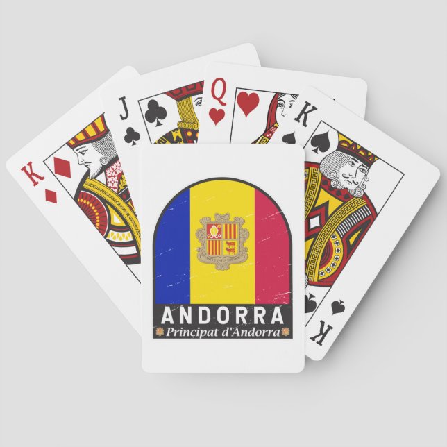 Andorra Flag Emblem Distressed Vintage Playing Cards (Back)