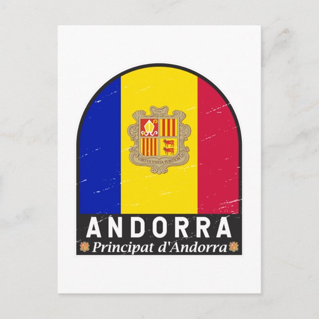 Andorra Flag Emblem Distressed Vintage Postcard (Front)