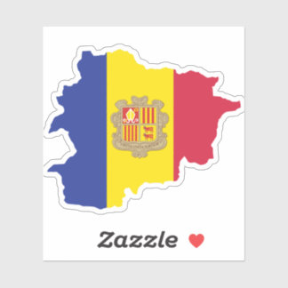 Andorra Flag In The Country Map Sticker