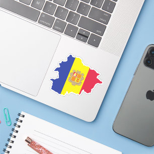 Andorra Flag In The Country Map Sticker