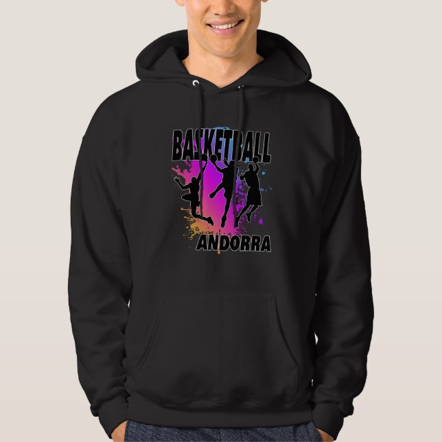 Andorra Flag  Love Playing Basketball Hoodie (Front)