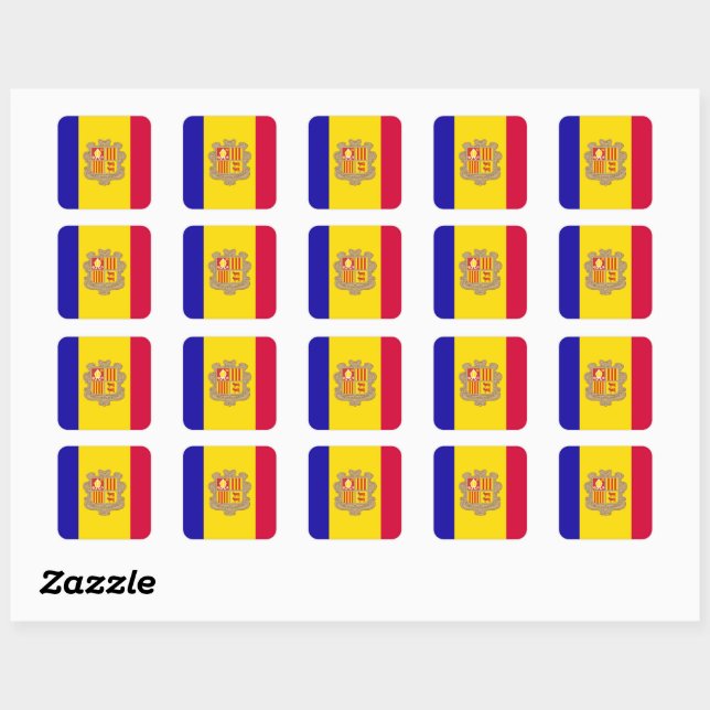 Andorra flag square sticker (Sheet)