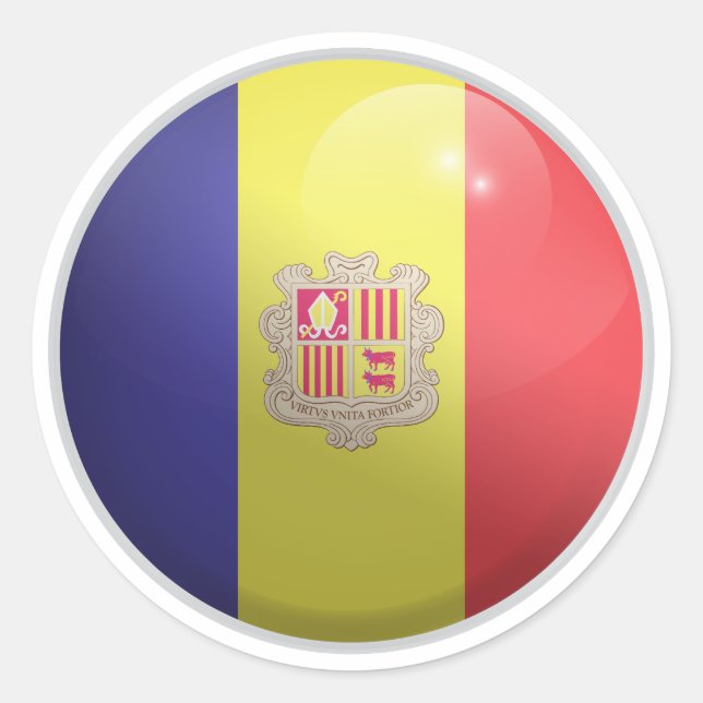 Andorra Glossy Circle Flag Classic Round Sticker (Front)