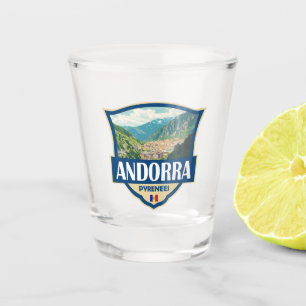 Andorra Illustration Retro Badge Shot Glass