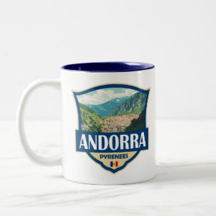 Andorra Illustration Retro Badge Two-Tone Coffee Mug