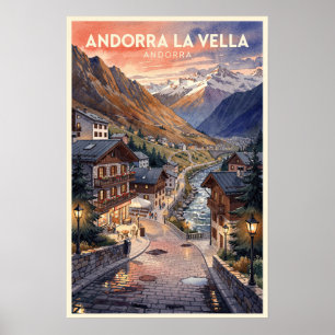 Andorra la Vella Retro Travel Poster