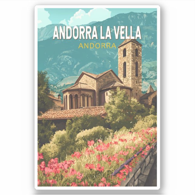 Andorra la Vella Travel Art Vintage (Front)