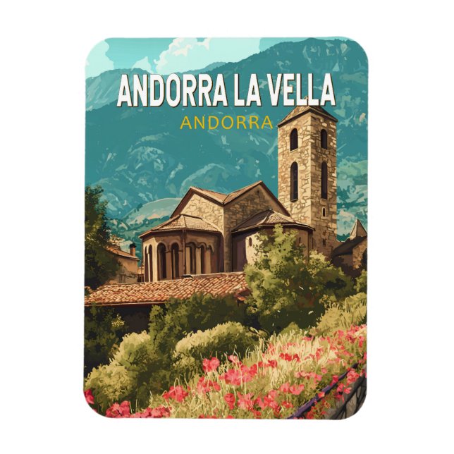 Andorra la Vella Travel Art Vintage Magnet (Vertical)