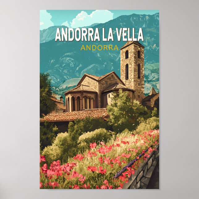 Andorra la Vella Travel Art Vintage Poster (Front)