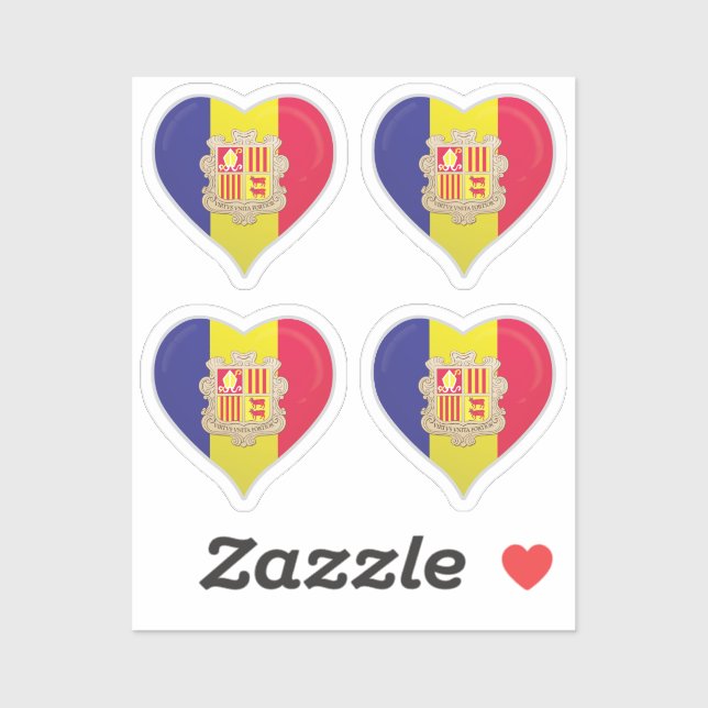 Andorra love flag pride heart sticker (Sheet)