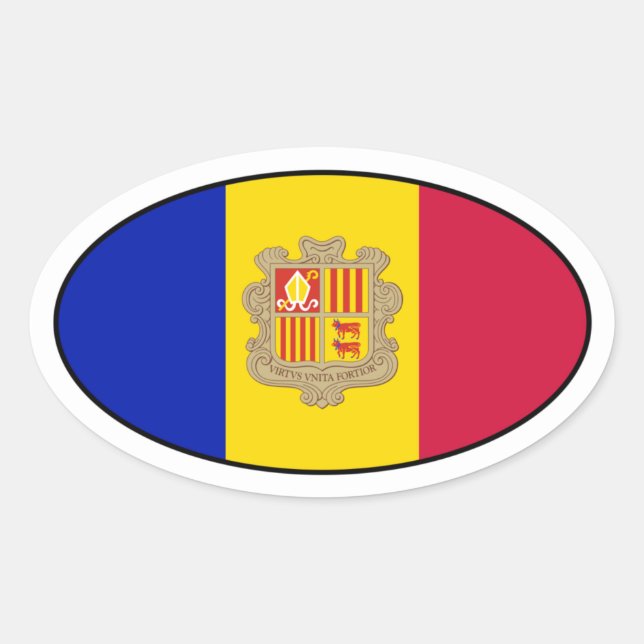 Andorra Oval Flag Sticker (Front)