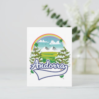 Andorra retro travel logo invitation postcard