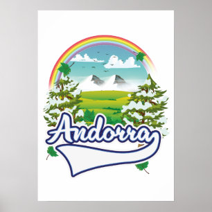 Andorra retro travel logo poster