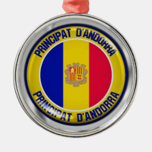 Andorra Round Emblem Metal Tree Decoration