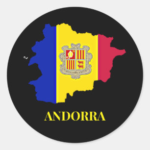 Andorra Silhouette, flag, Classic Round Sticker