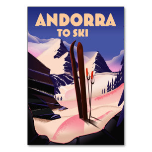Andorra ski poster. canvas print table number