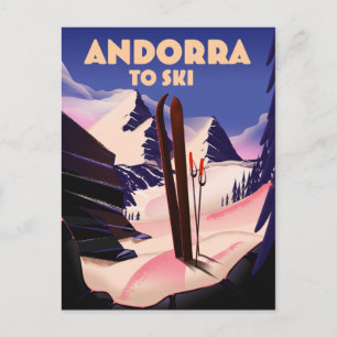 Andorra ski poster. postcard