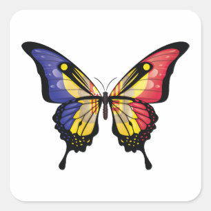 Andorra Swallowtail Butterfly Flag Sticker