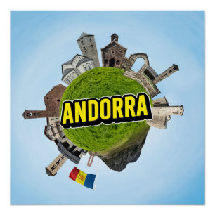 Andorra tiny little planet landmark architecture s poster