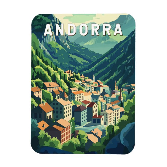 Andorra Travel Art Vintage Magnet (Vertical)