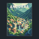 Andorra Travel Art Vintage Postcard<br><div class="desc">Andorra vector artwork design. Andorra is a tiny,  independant principality situated between France and Spain in the Pyrenees mountains.</div>