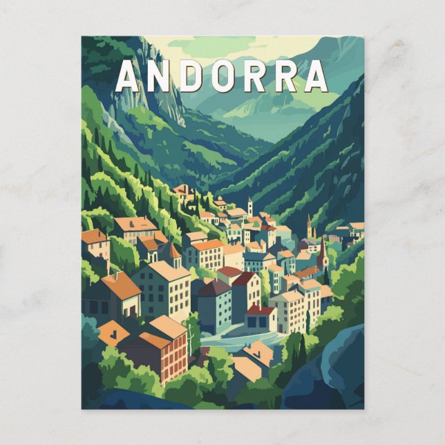 Andorra Travel Art Vintage Postcard (Front)