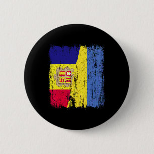 Andorra Ukraine Half Flag Andorian Ukrainian Herit 6 Cm Round Badge