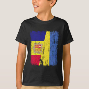 Andorra Ukraine Half Flag Andorian Ukrainian Herit T-Shirt